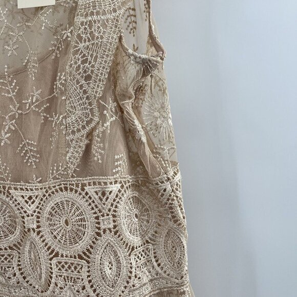 Sundance Faythe Dress Maxi Mesh Floral Long Sleeveless Petite Size PL $268 - Picture 6 of 14